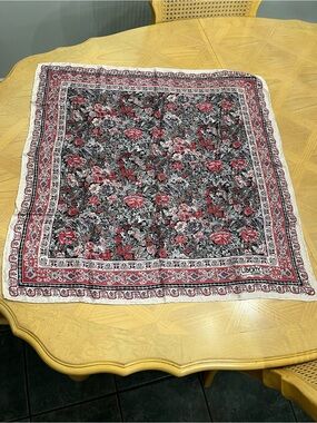 Liberty of London Vintage Pink, Red, Black & White Floral Border Silk Scarf